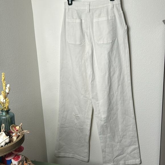 BP. High Waist Straight Leg Cotton Pants In White Size 2 NWOT - Picture 4 of 10